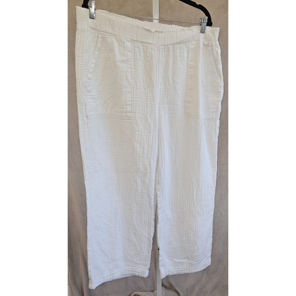 GAP Crinkle Gauze Wide Leg Pants 100%‎ Cotton Lightweight Lagenlook